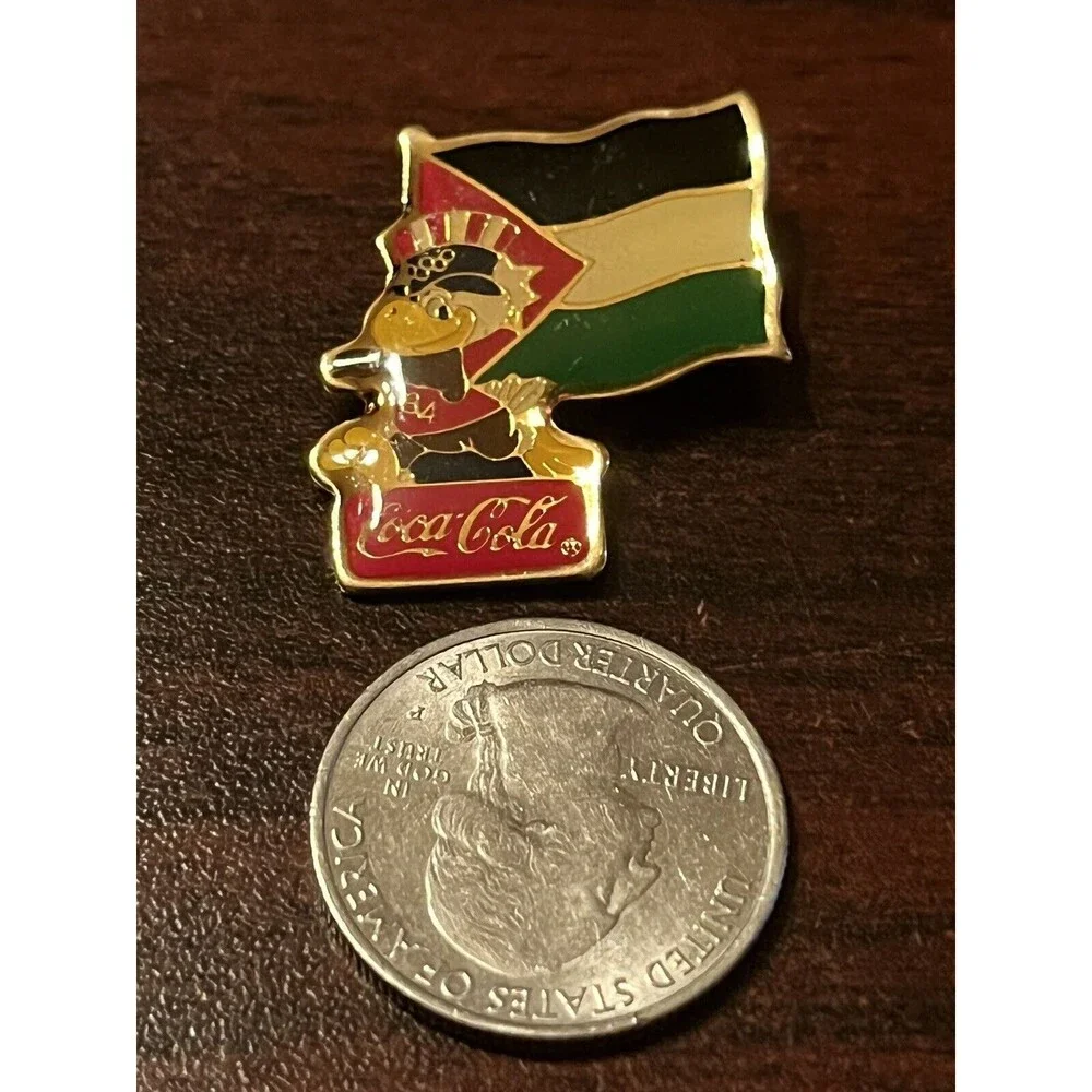 Vintage‎ 1984 Los Angeles Olympics Coca Cola Sam Eagle Jordan Flag Lapel Pin